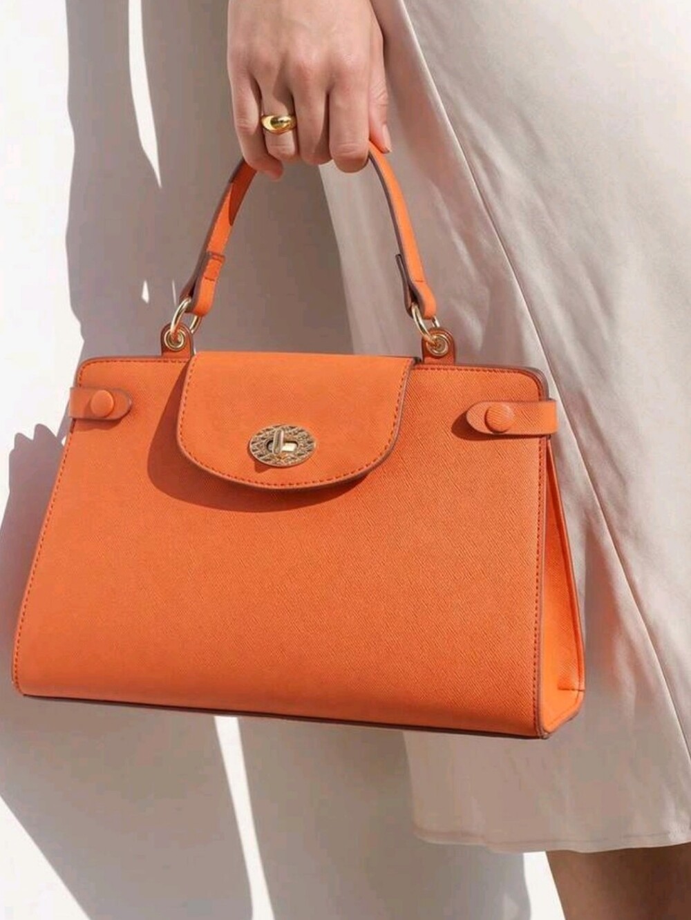 BRAND NEW ** Classic Structured Top-Handle Women’s Bag in Orange